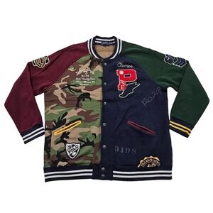 Polo Ralph‎ Lauren Tiger Head Varsity Patchwork Letterman Sweater Jacket XXL